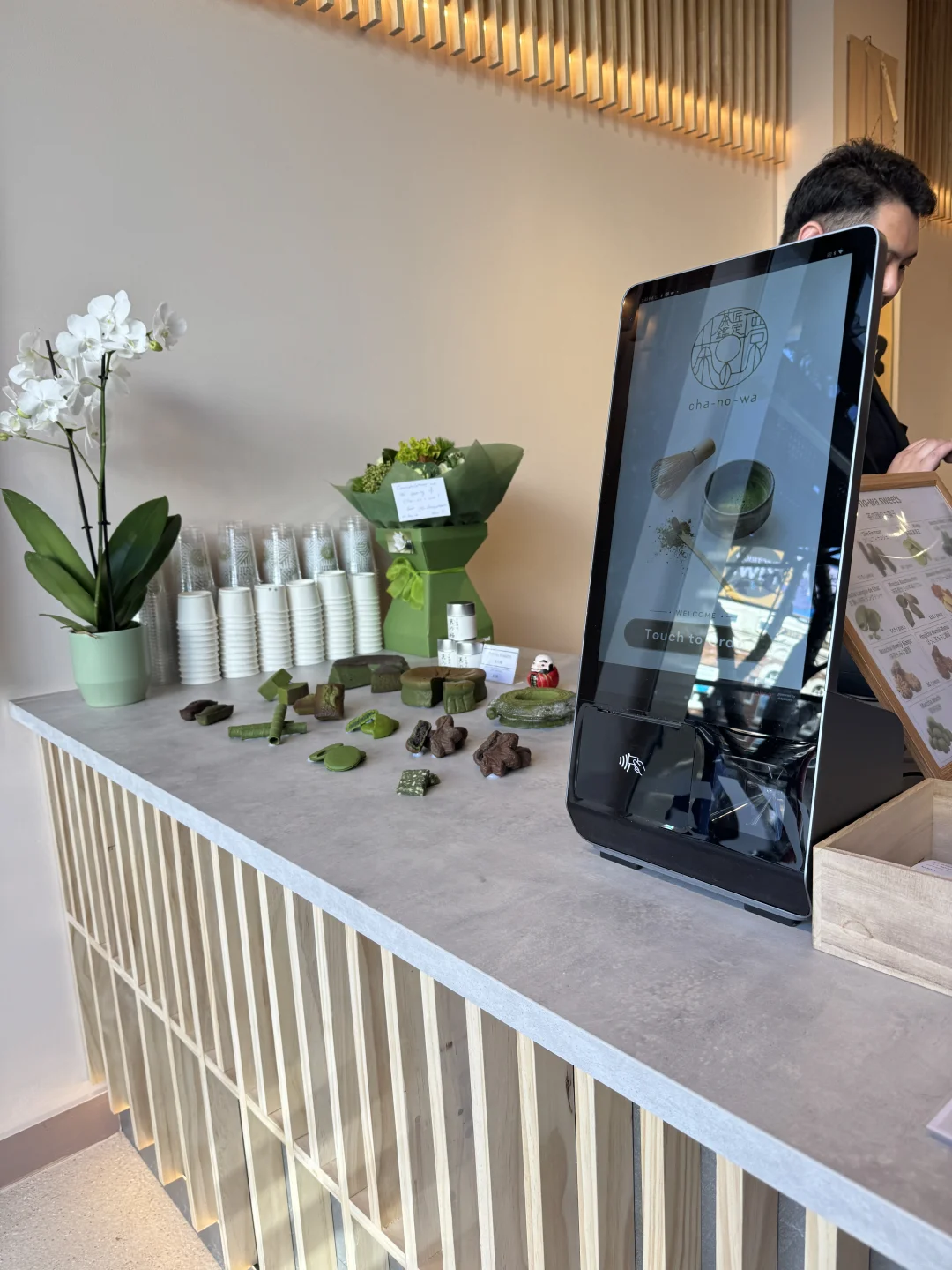 Aimer self-service ordering kiosk installed at Cha-No-Wa, Newmarket, Auckland